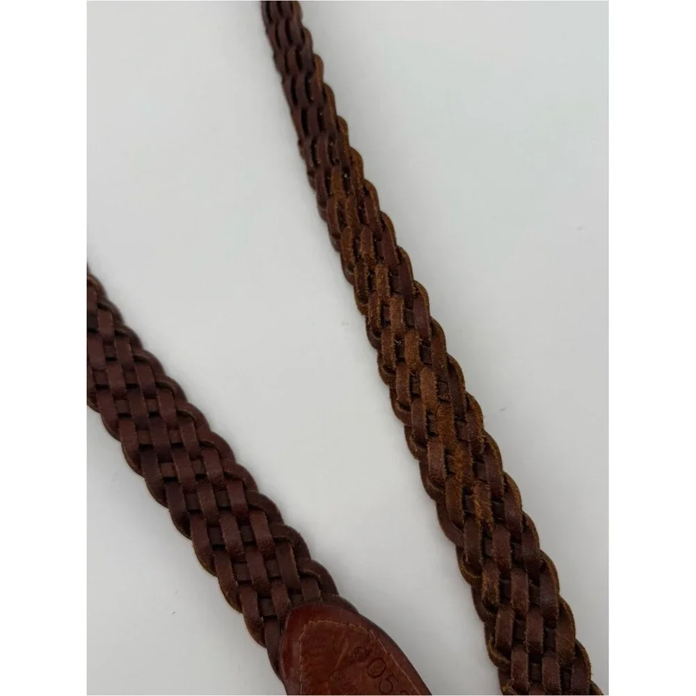 Omega Brown Braided Leather Belt Western Size Large Made in Turkey Classic